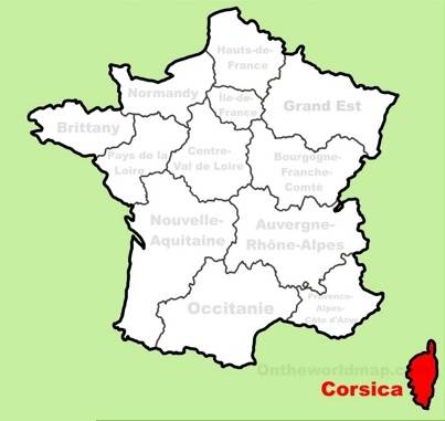 lokasi peta pulau corsica perancis
